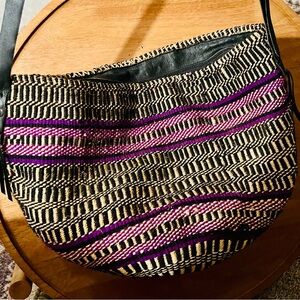 HandWoven Sisal & Leather Market Tote Bag Boho Natural Fiber Beach Bag Purse